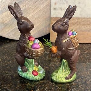 Easter Bunny Figurines with Baskets approx 8 inch